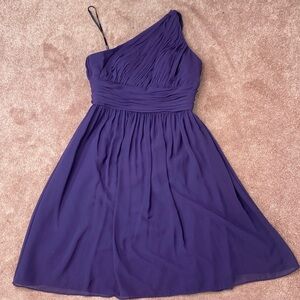 One Shoulder Dark Purple Formal Knee Length Dress